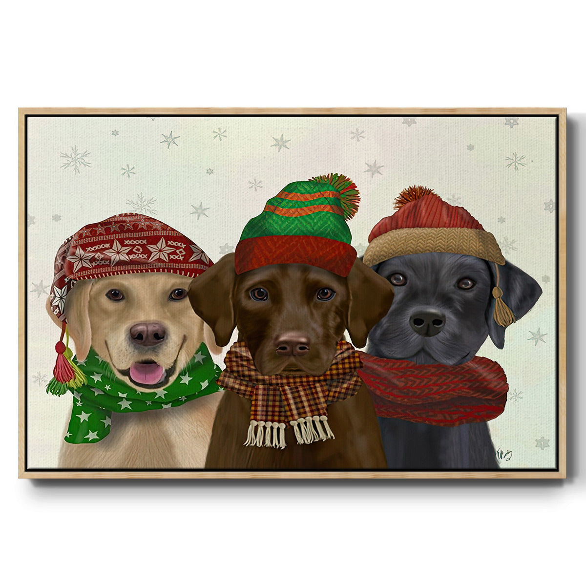 Christmas 3 Winter Labs - Floater Framed Canvas Print