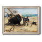 Impressionist nautical work scene by Édouard Manet printed on canvas in an ornate champagne frame.