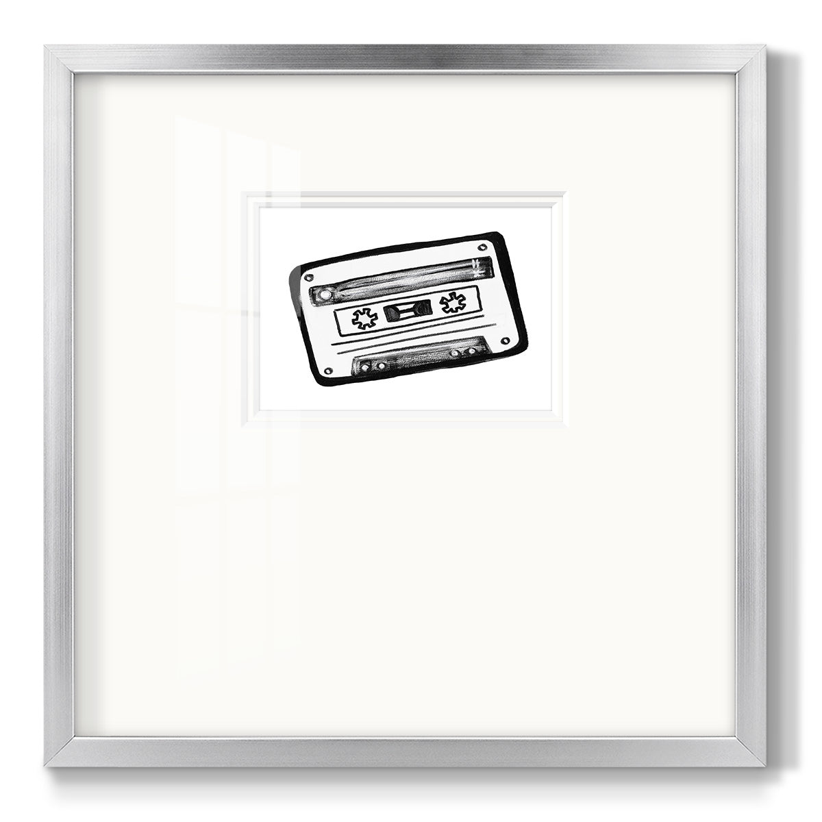 Cassette Sketch Premium Framed Print Double Matboard