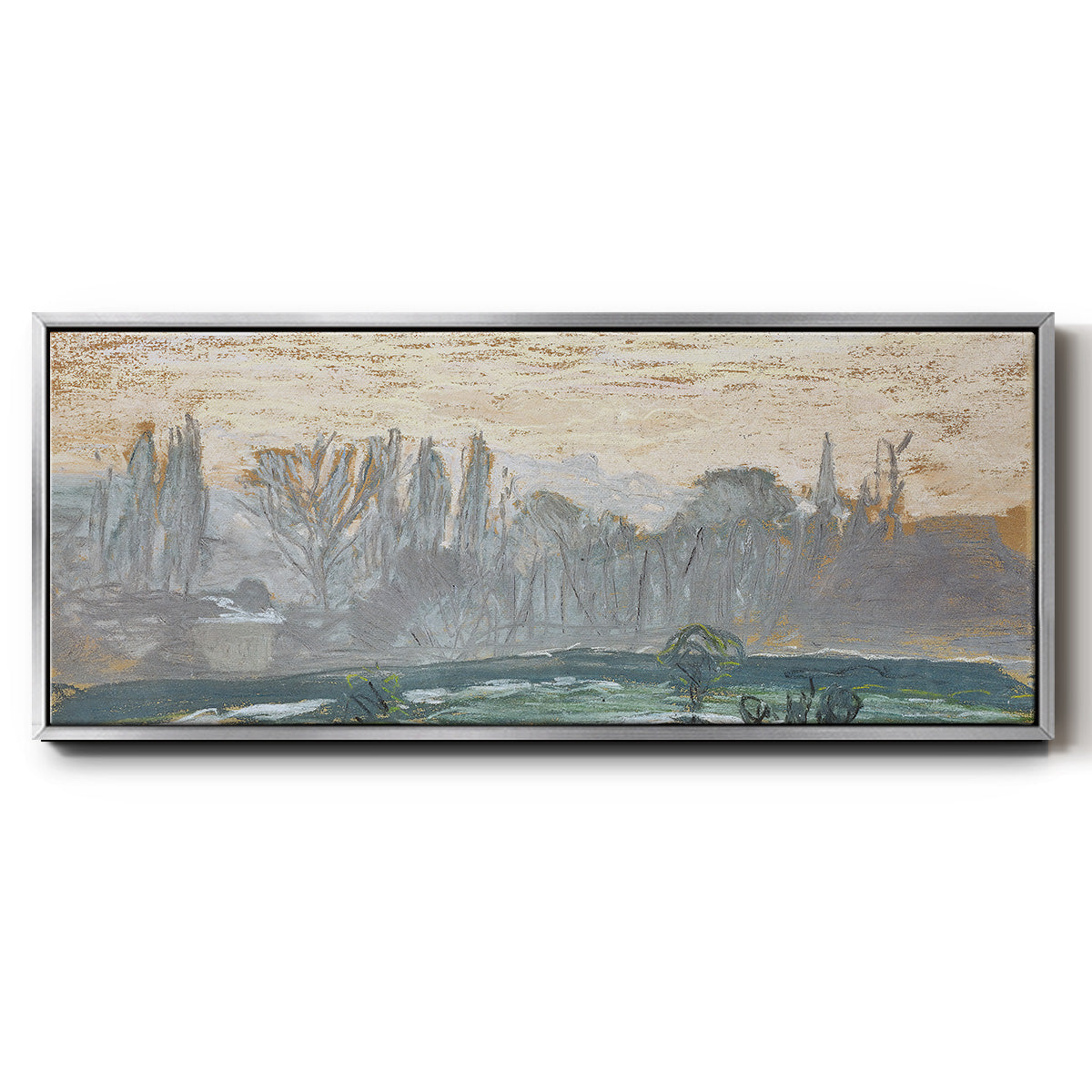 Winter Landscape with Evening Sky, 1870 - Floater Framed Canvas Print
