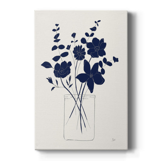 Indigo Sketch Bouquet I - Canvas Art Print