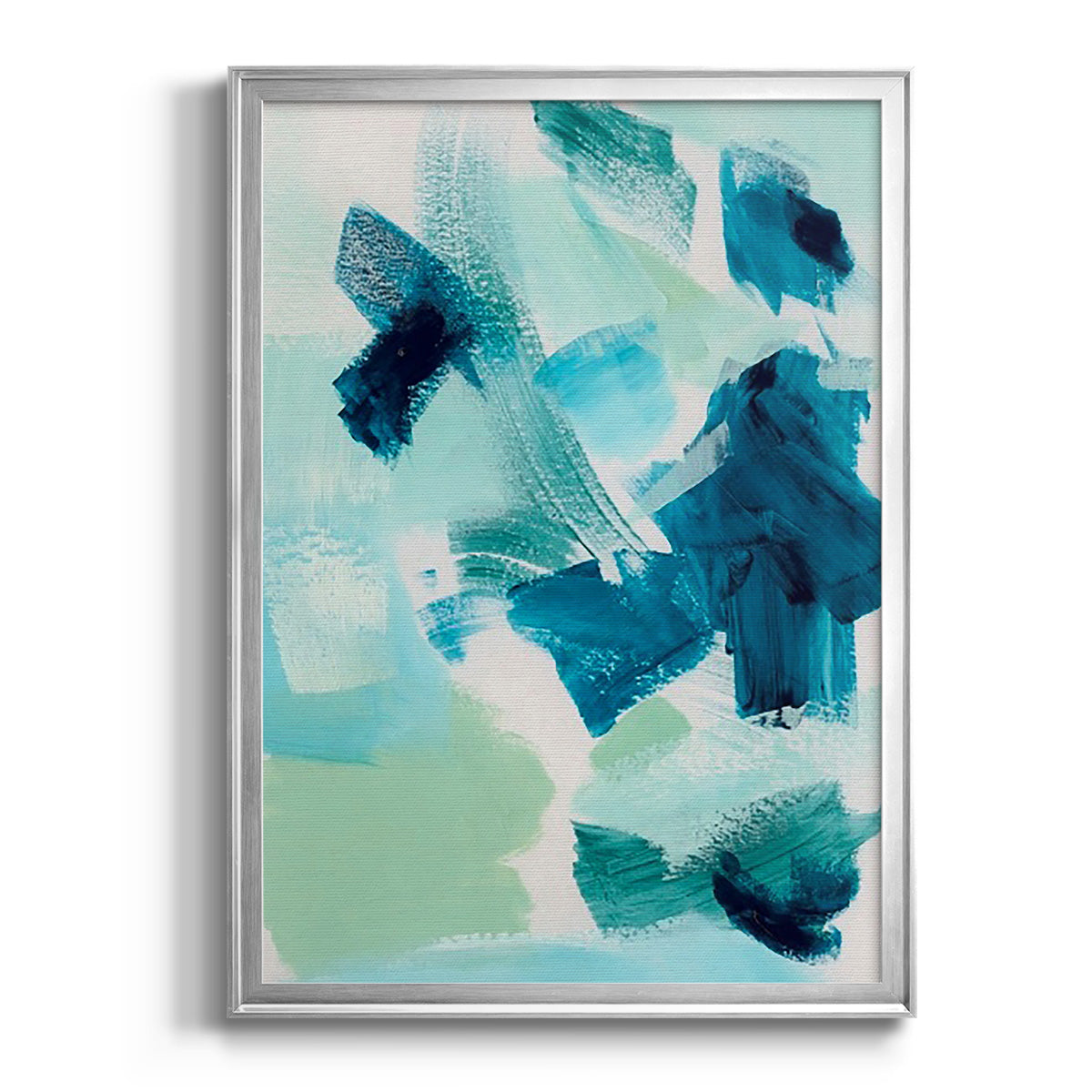 Teal Composition II - Modern Framed Canvas Print