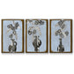 Graphic Flowers in Vase I - Framed Premium Gallery Wrapped Canvas L Frame 3 Piece Set - Ready to Hang