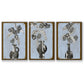 Graphic Flowers in Vase I - Framed Premium Gallery Wrapped Canvas L Frame 3 Piece Set - Ready to Hang