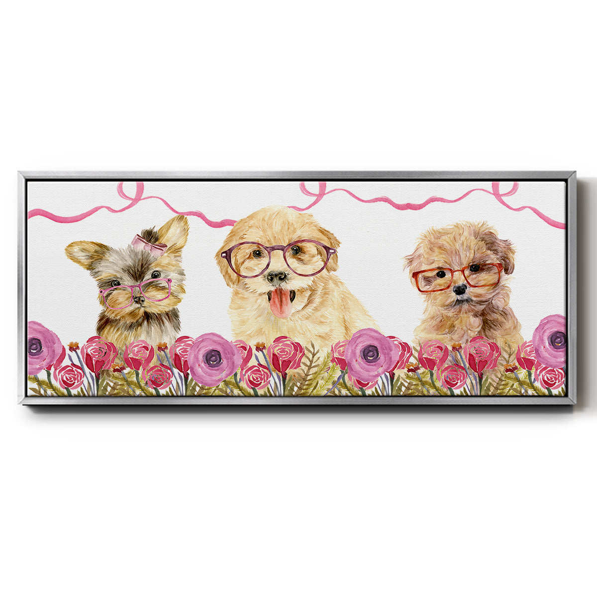Puppy Valentine Collection D - Floater Framed Canvas Print