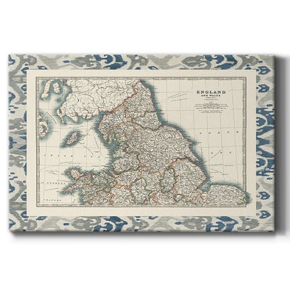 Bordered Map of England & Wales - Canvas Art Print