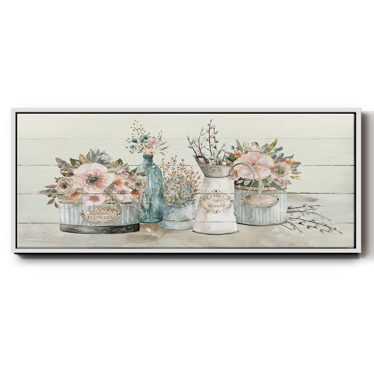 Flower Market - Floater Framed Canvas Print