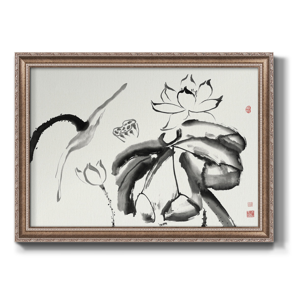 Lotus Study III Premium Framed Canvas- Ready to Hang