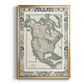 Bordered Map of North America - Modern Framed Canvas Print