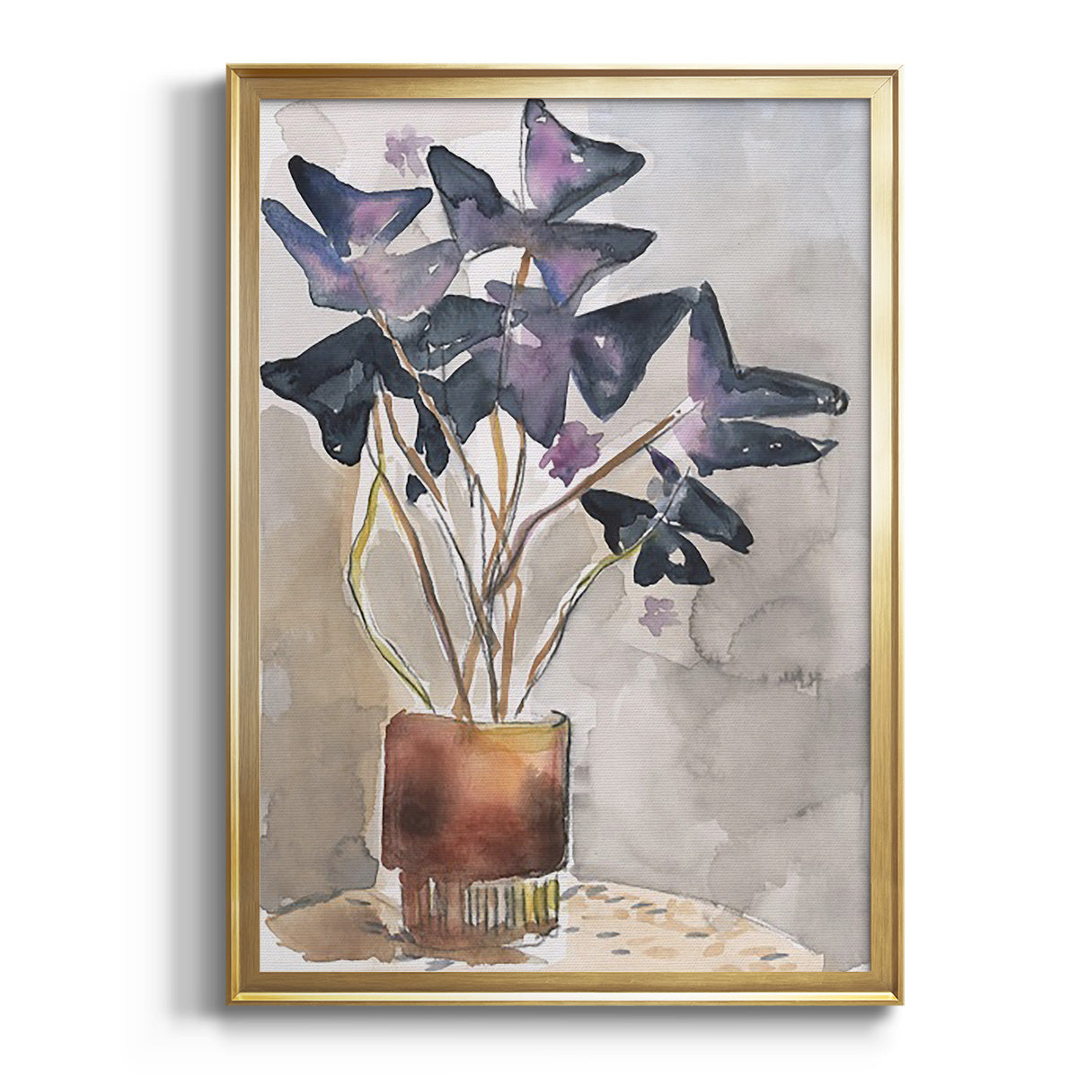 Oxalis in Vase I - Modern Framed Canvas Print