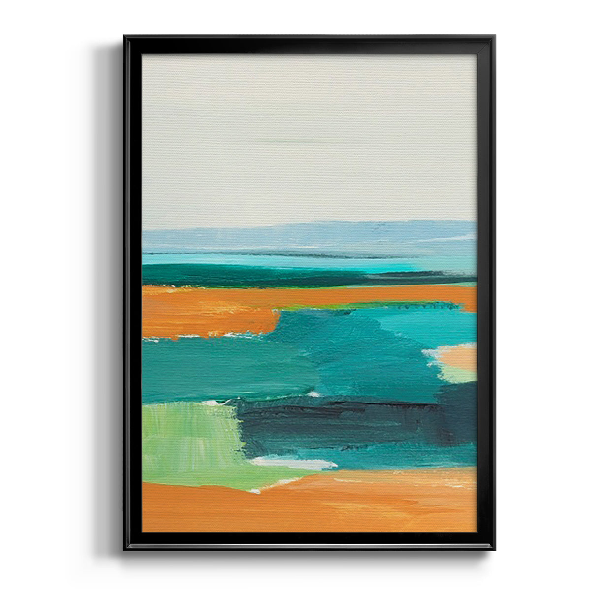 Aqua and Orange I - Modern Framed Canvas Print