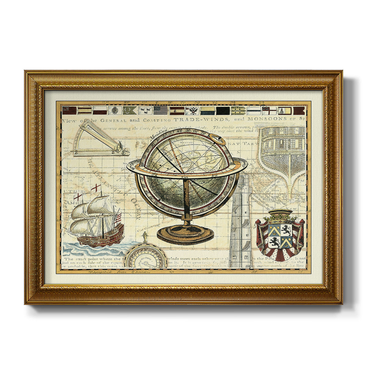 Nautical Map II Premium Framed Canvas- Ready to Hang