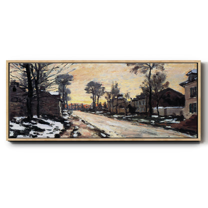 Road to Louveciennes, Melting Snow Children, Sunset - Floater Framed Canvas Print