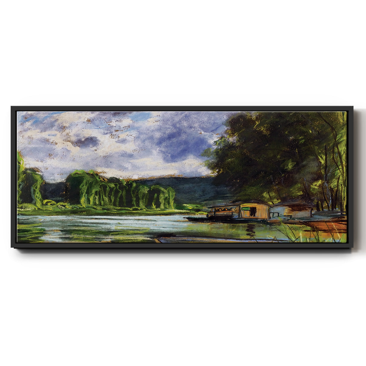 The Banks of the Seine near Jeufosse (Eure), 1880 - Floater Framed Canvas Print