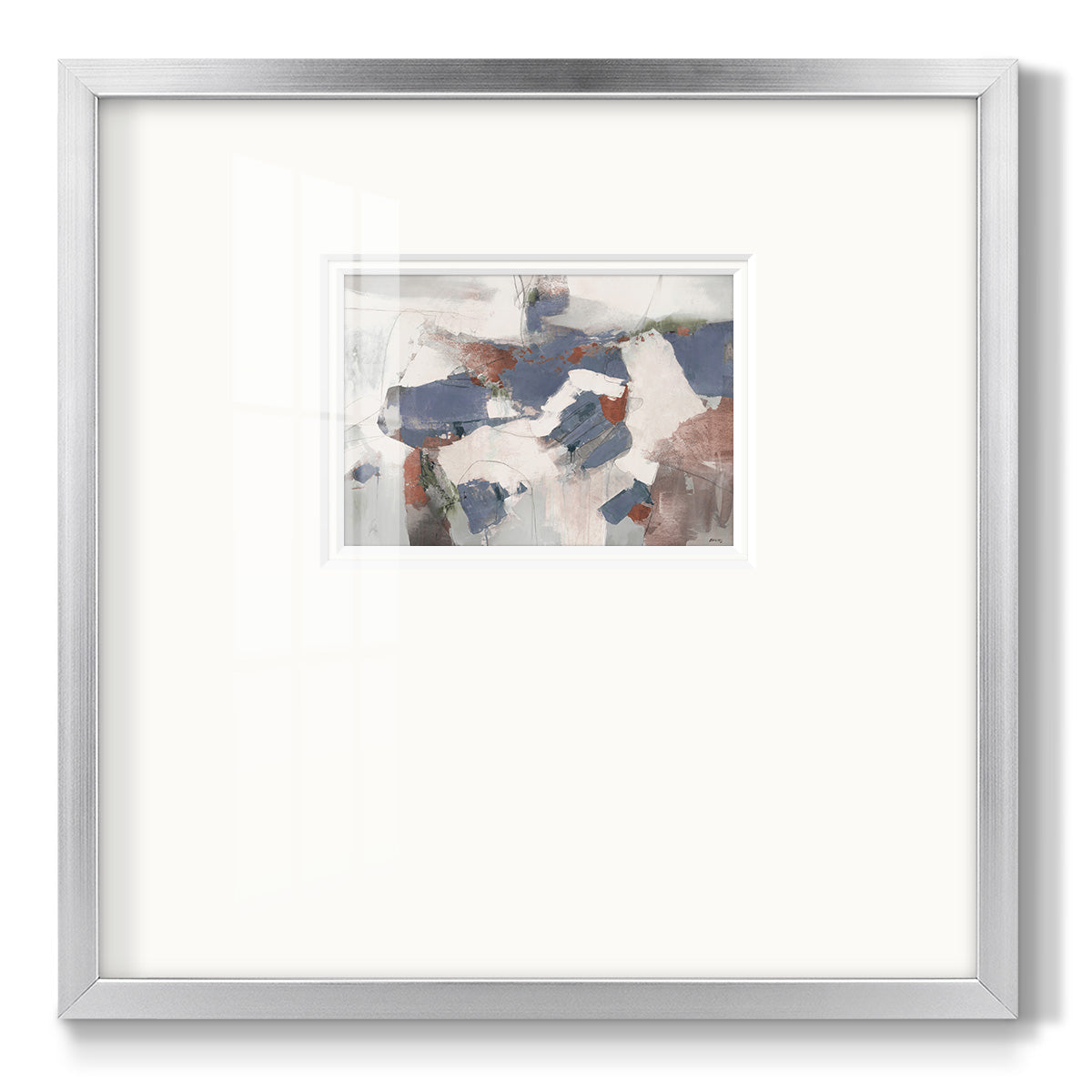 Blue Abstract Premium Framed Print Double Matboard