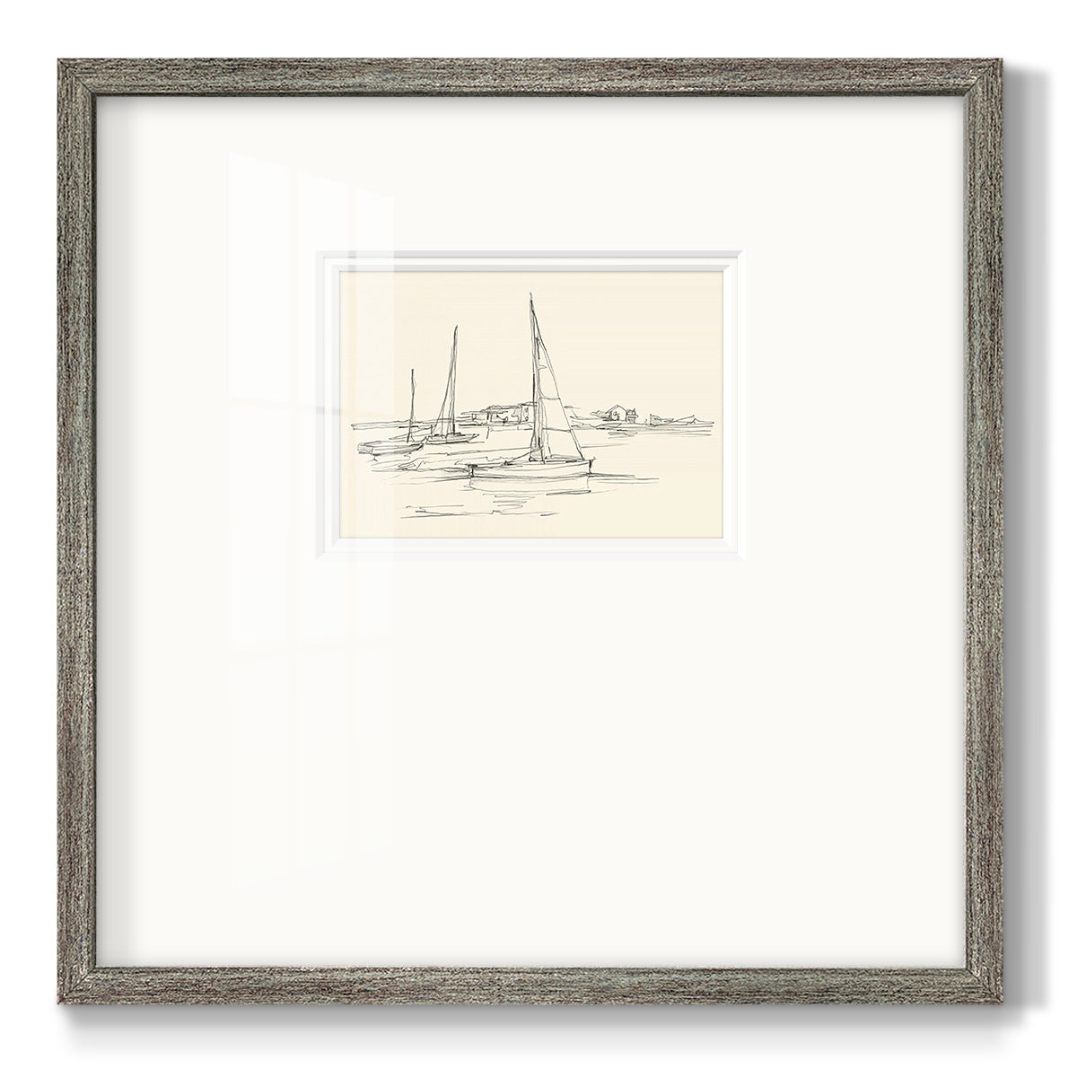 Coastal Contour Sketch I Premium Framed Print Double Matboard