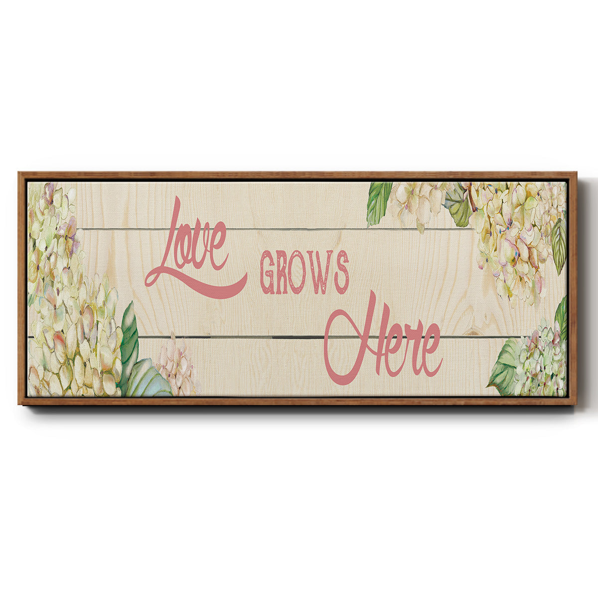 Love Grows Here - Floater Framed Canvas Print