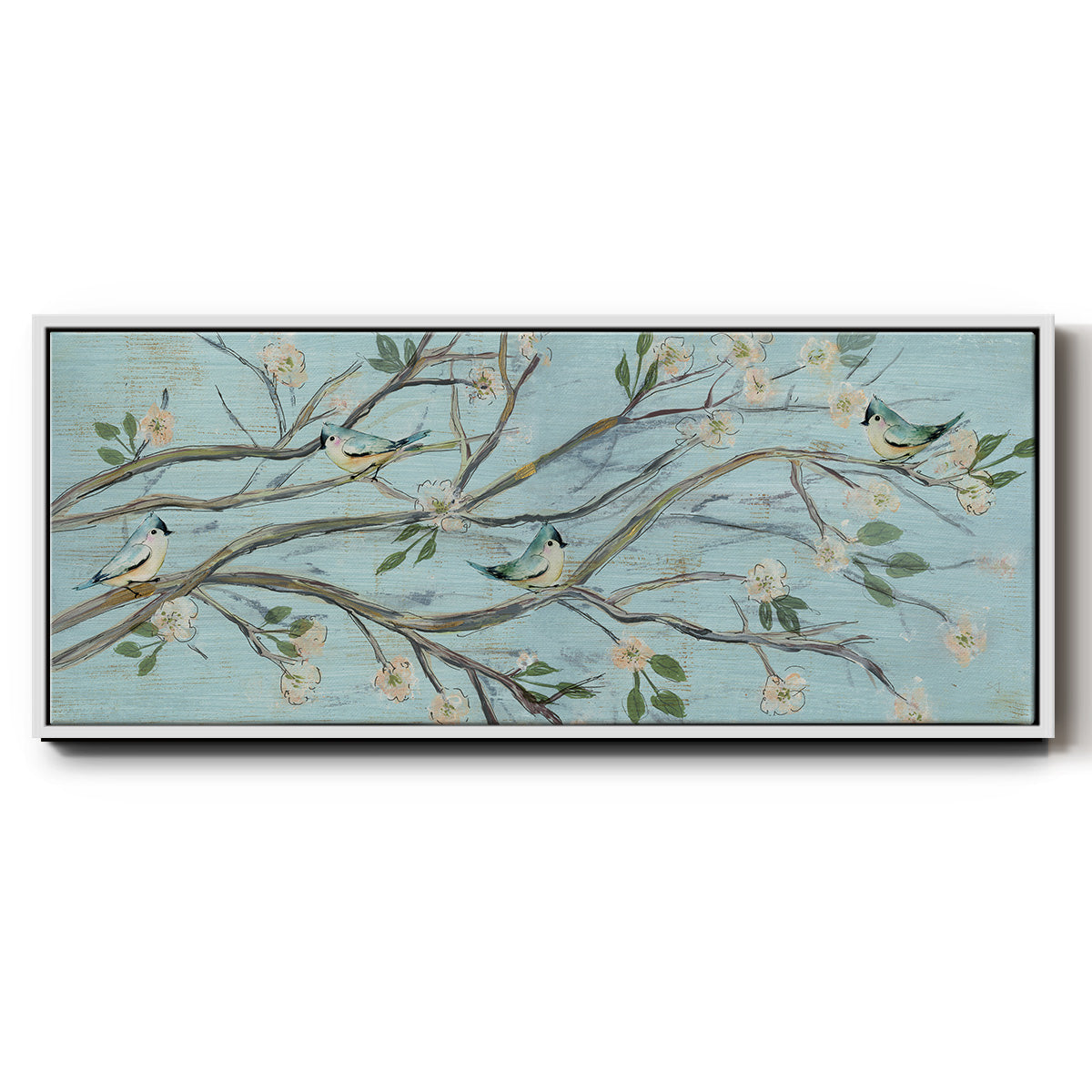 Blue Sky and Blossoms - Floater Framed Canvas Print