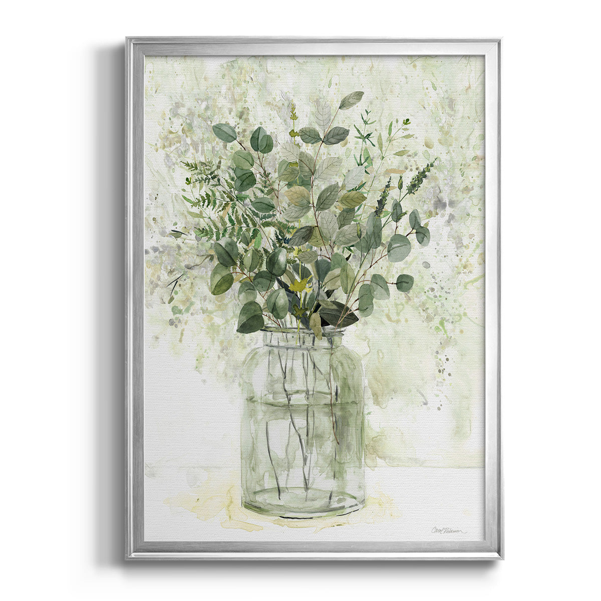 Delicate Greenery II - Modern Framed Canvas Print