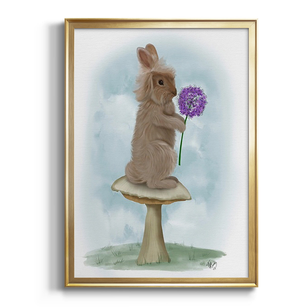 Rabbit and Agapanthus - Modern Framed Canvas Print