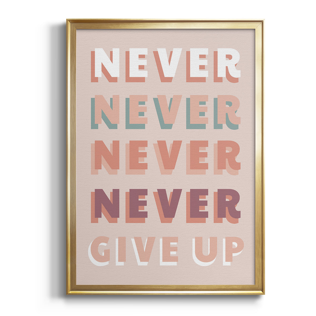 Never Give Up - Modern Framed Canvas Print