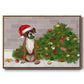 Christmas Boxer and Broken Christmas Tree - Framed Gallery Wrapped Canvas in Floating Frame