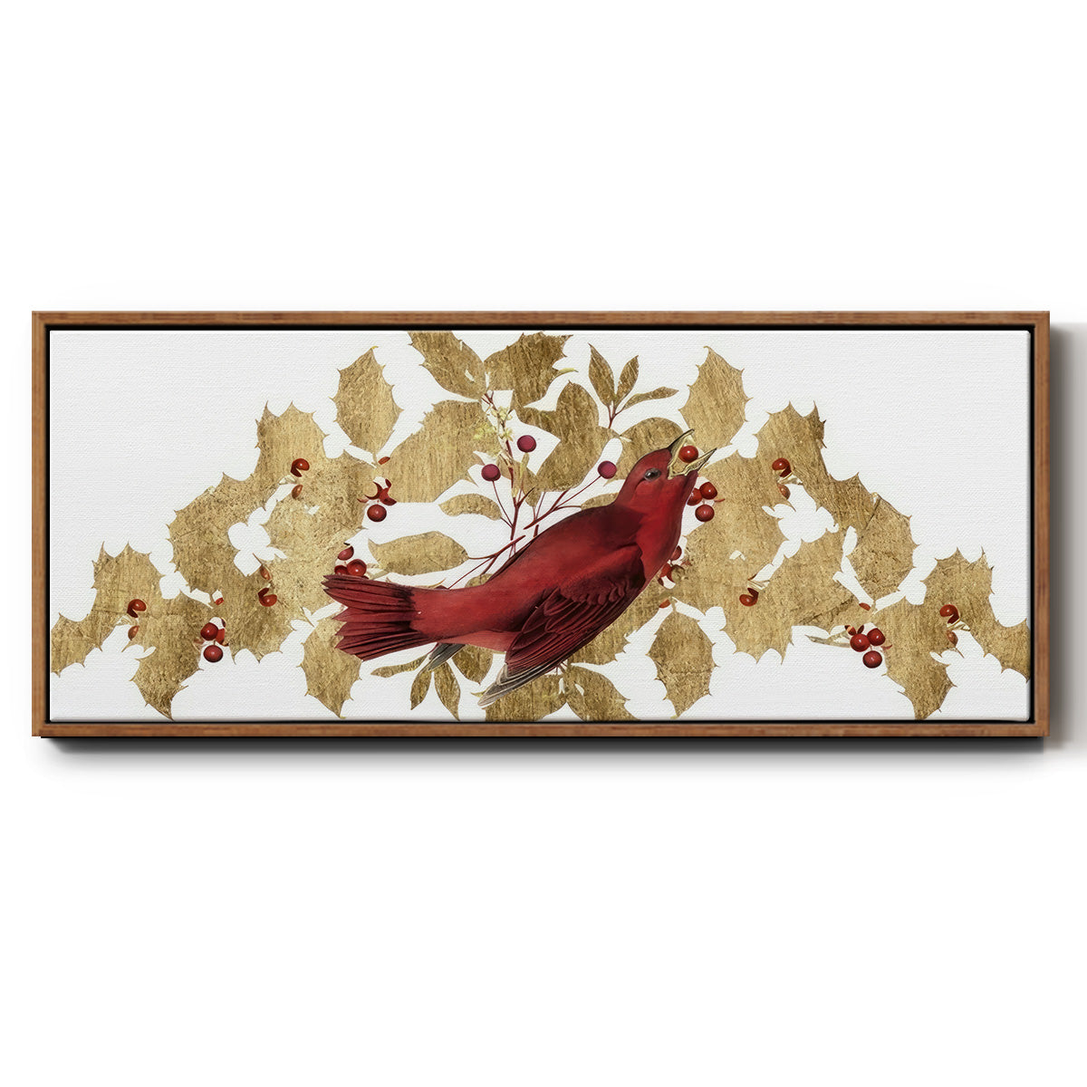 Red Bird Christmas Collection D - Floater Framed Canvas Print