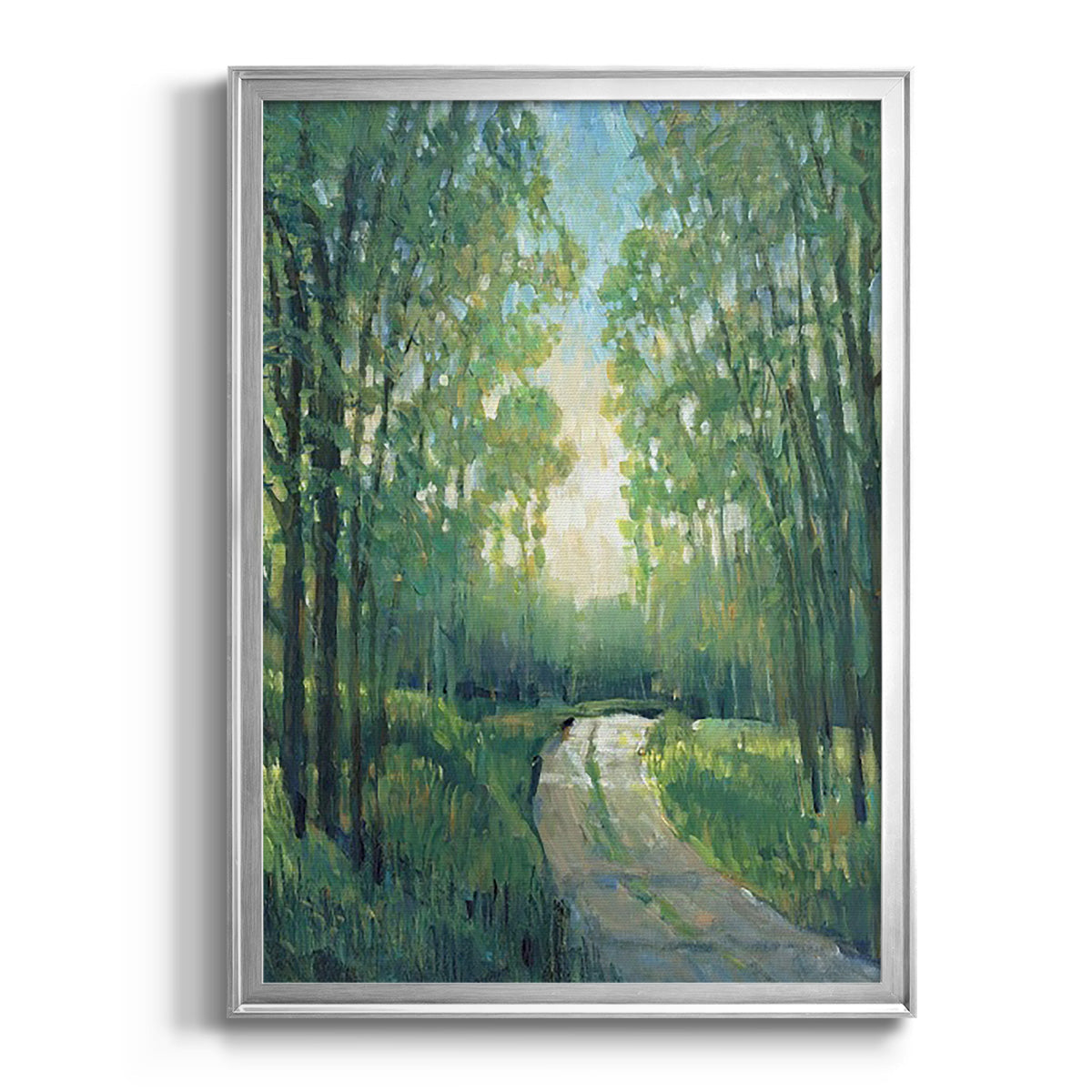 Golden Light Pathways II - Modern Framed Canvas Print