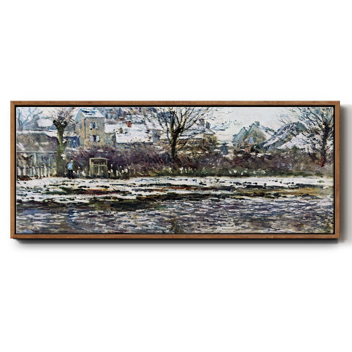 Snow in Vétheuil - Floater Framed Canvas Print