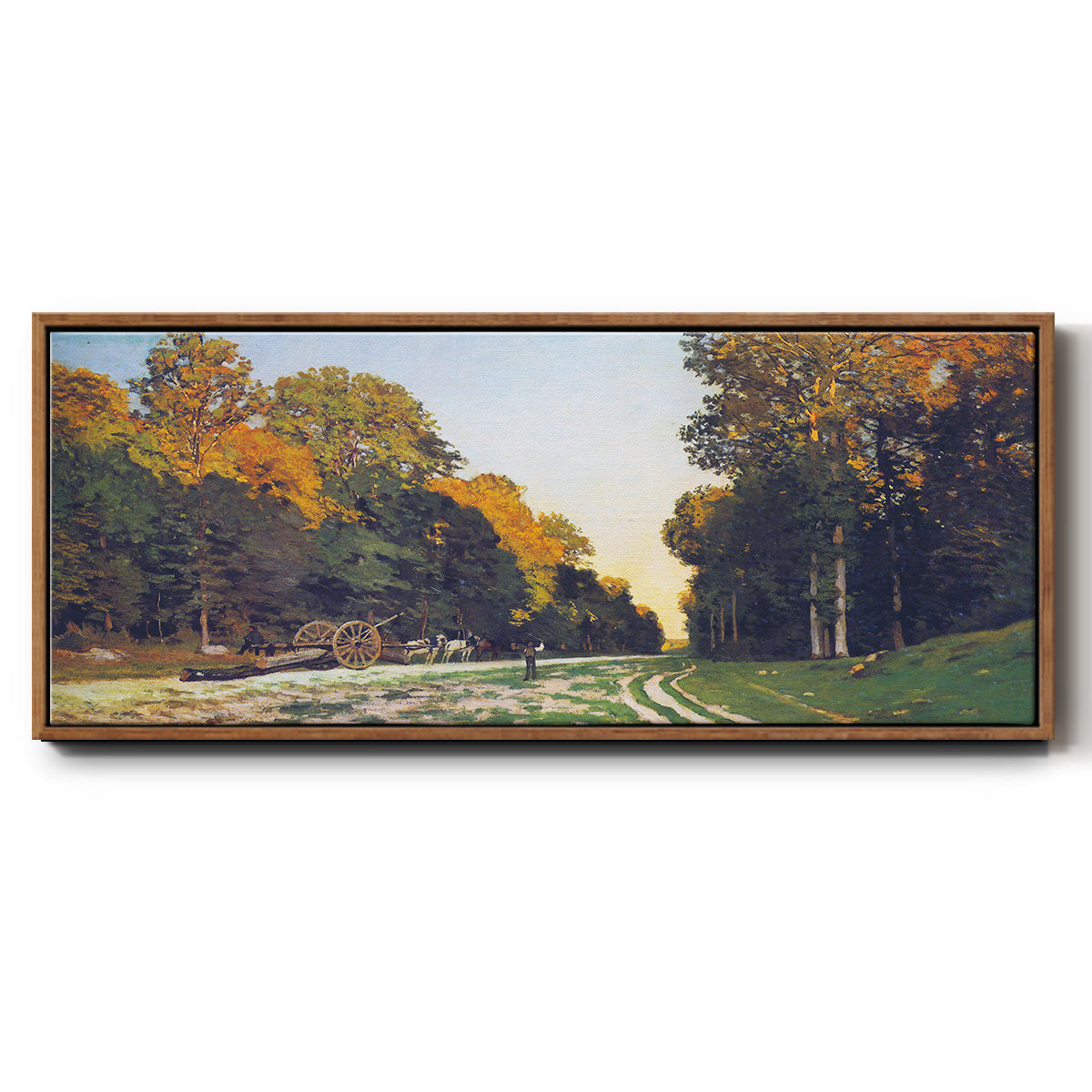 The road from Chailly to Fontainebleau by Monet - Floater Framed Canvas Print