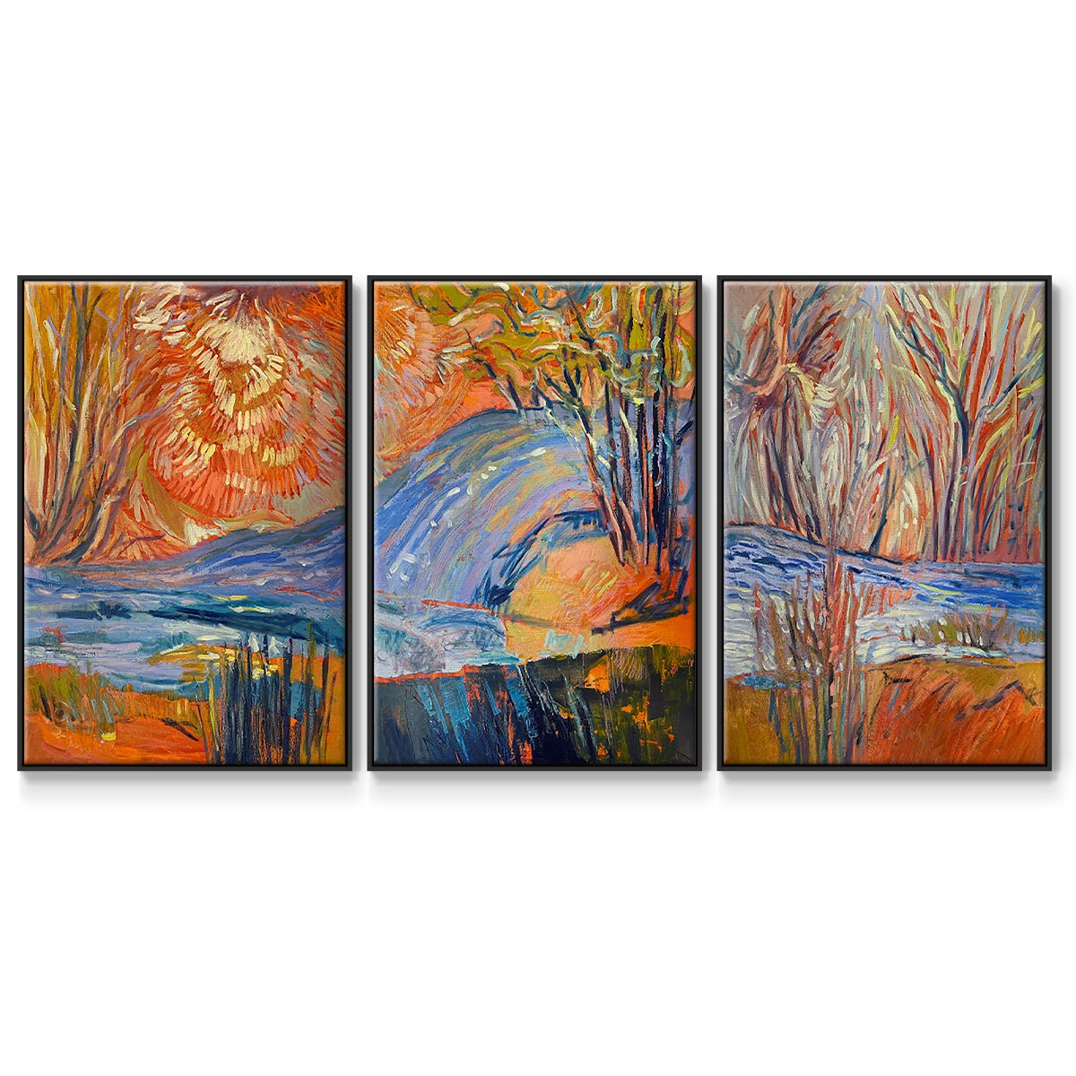 Cadmium Winter Solstice I - Framed Premium Gallery Wrapped Canvas L Frame 3 Piece Set - Ready to Hang