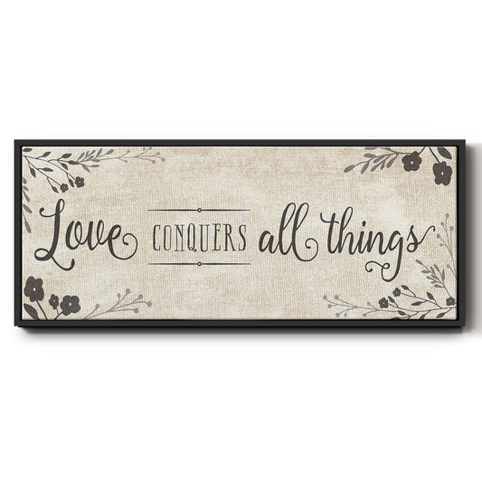 Love Conquers - Floater Framed Canvas Print