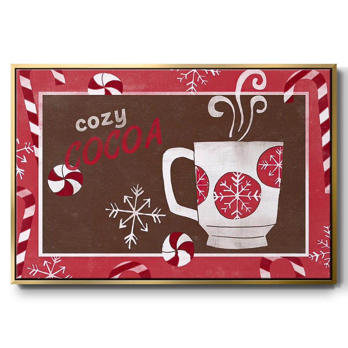 Cozy Cocoa Christmas Collection A - Framed Gallery Wrapped Canvas in Floating Frame