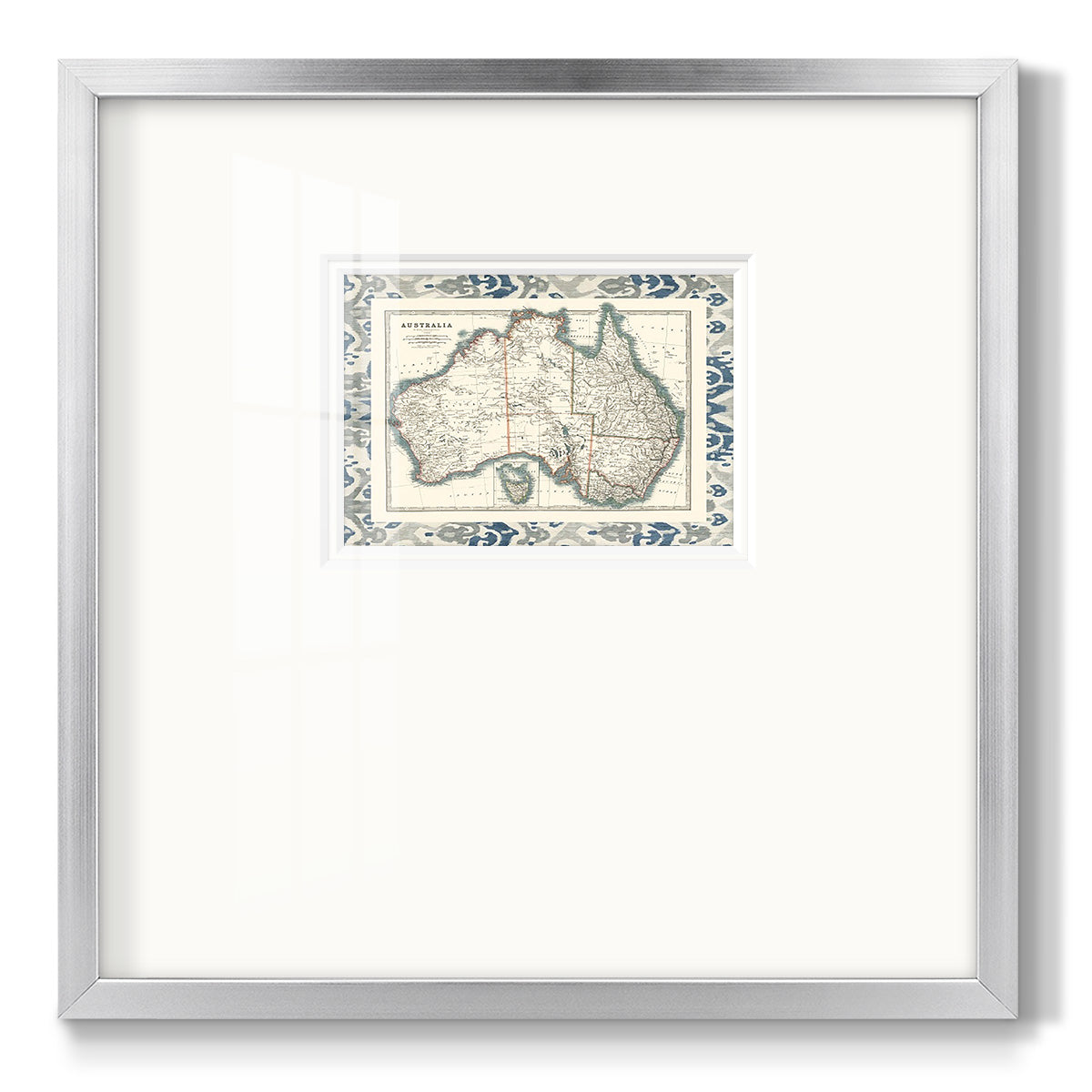 Bordered Map of Australia - Double Matboard Framed Print