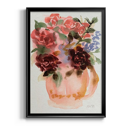 Mauve Bouquet in Teapot I - Modern Framed Canvas Print