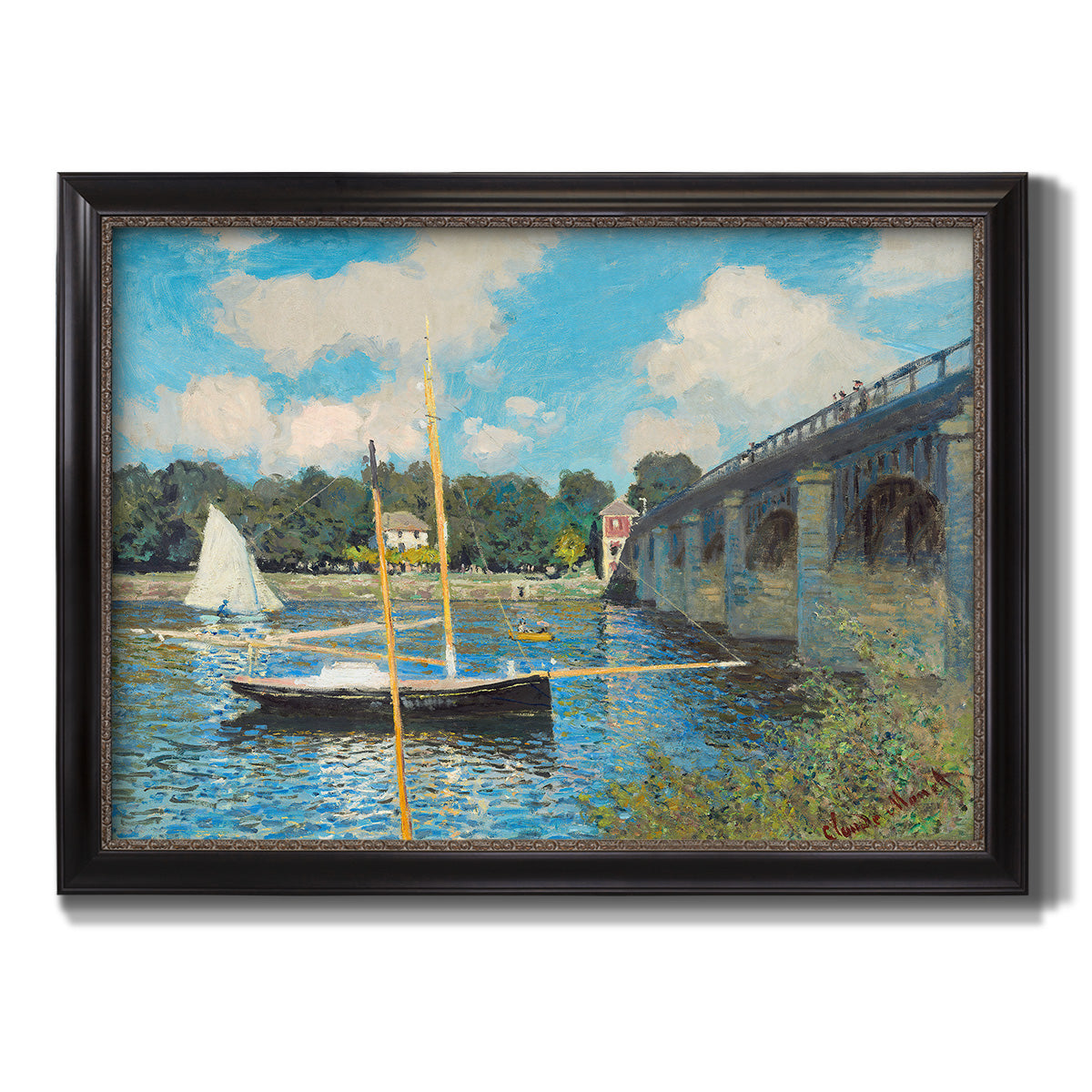The Road Bridge At Argenteuil - Ornate Framed Canvas Print