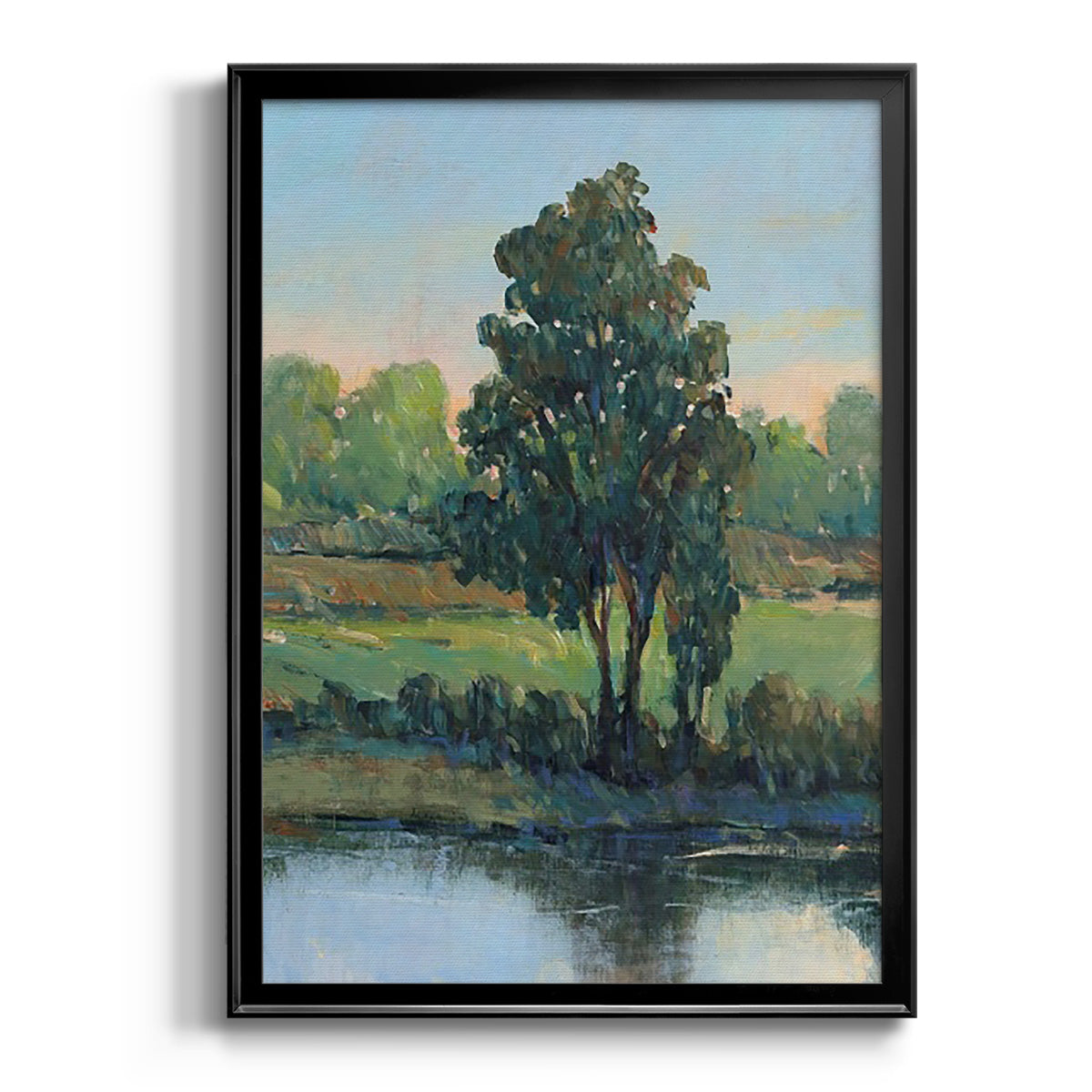 Tree by the Riverbank I - Modern Framed Canvas Print