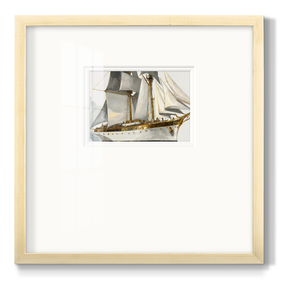 White and Gold Sails Premium Framed Print Double Matboard