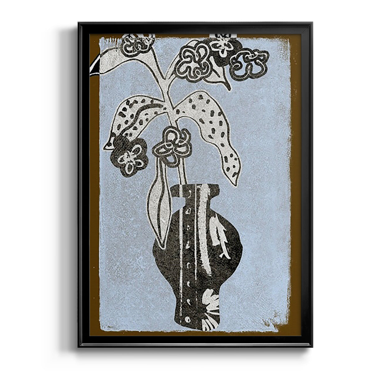 Graphic Flowers in Vase II - Modern Framed Canvas Print