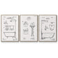 Vintage Bath I - Floater Framed Canvas Set