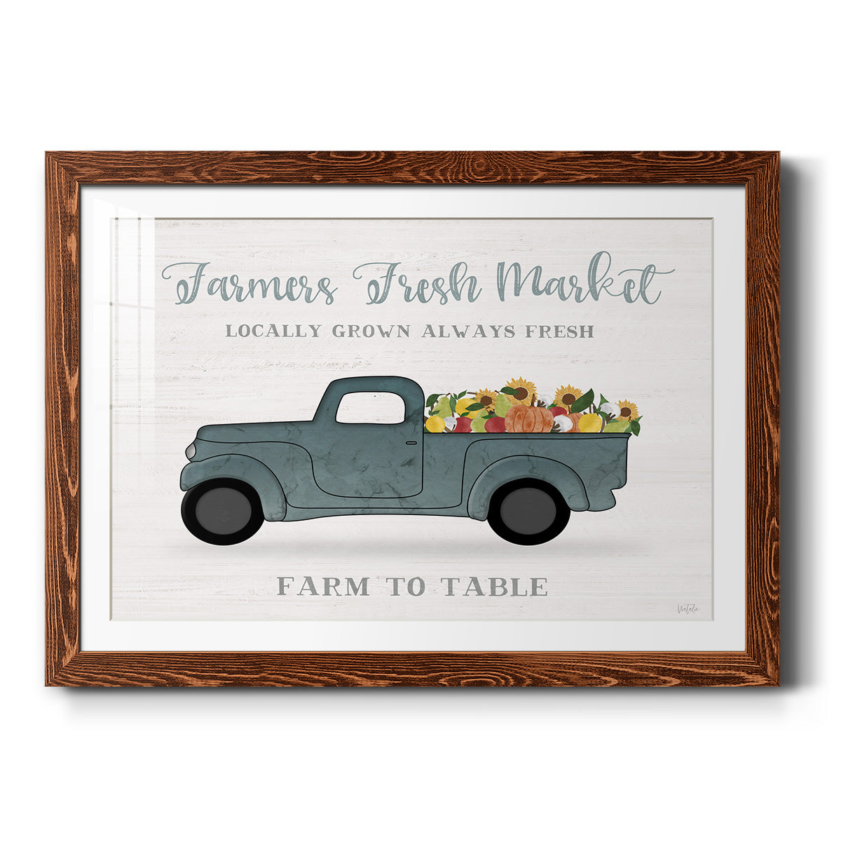 Fresh Sunflowers Truck - Barnwood Framed Art Print