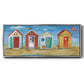 Bright Beach Huts - Floater Framed Canvas Print