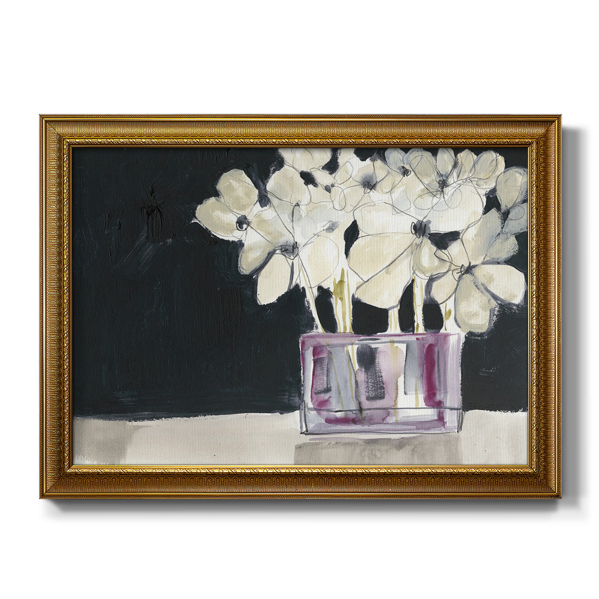 White Flowers in Fuchsia I Premium Framed Canvas- Ready to Hang