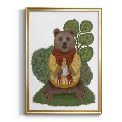 Hot Chocolate Bear - Modern Framed Canvas Print