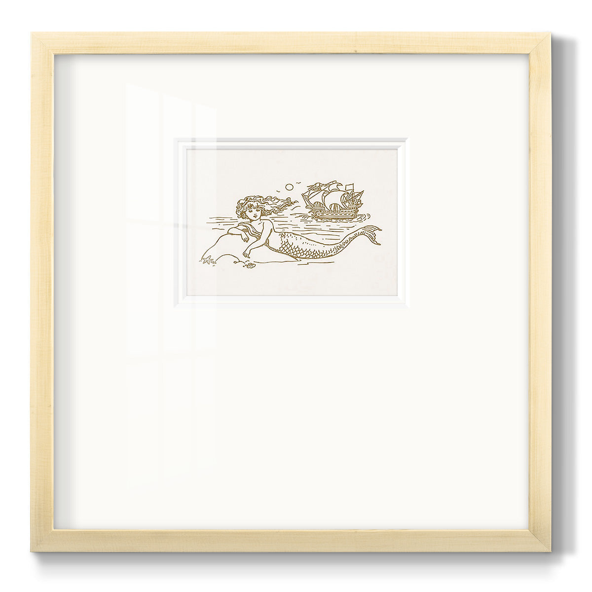 Sunning Mermaid II - Double Matboard Framed Print