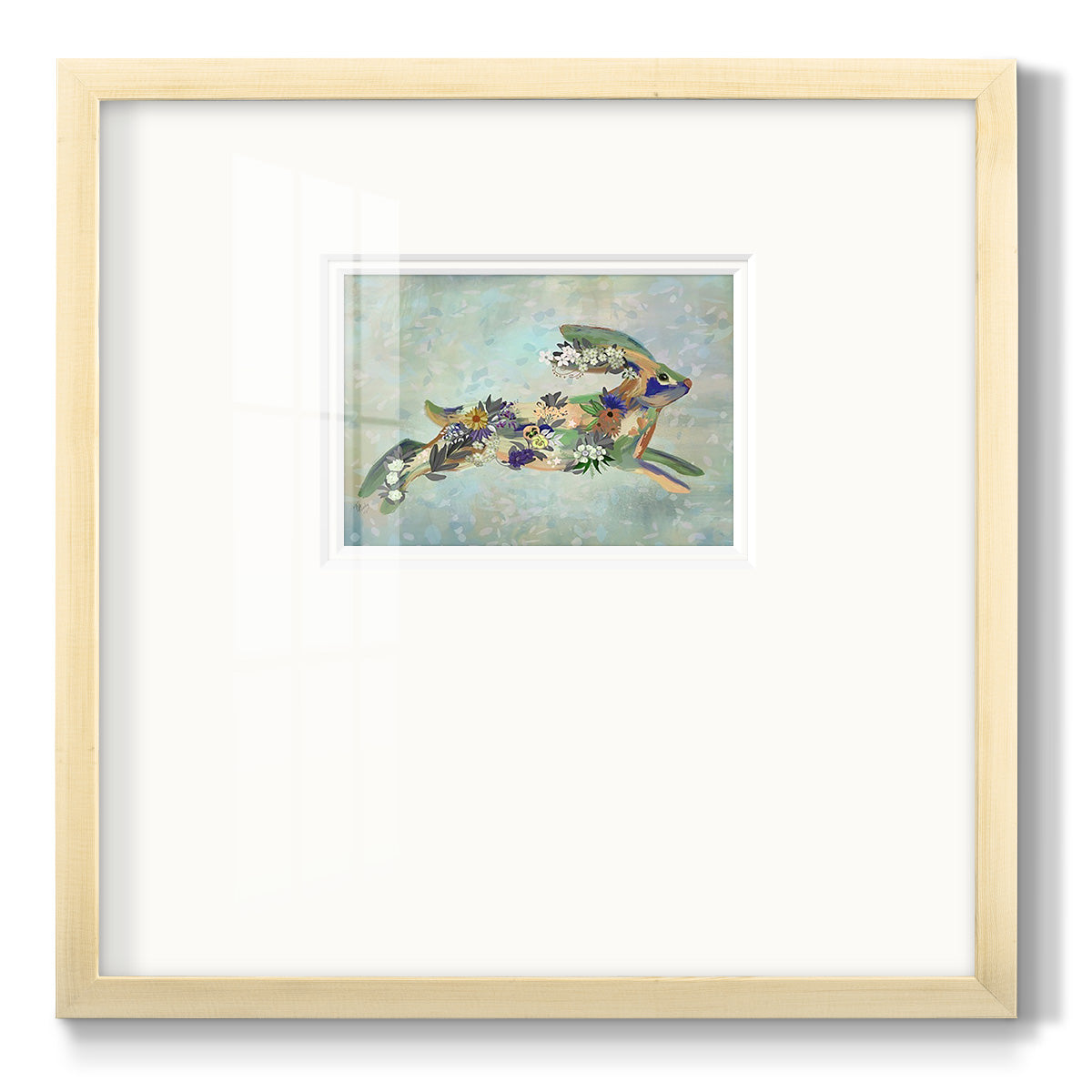 Fantastic Florals Hare, Running Premium Framed Print Double Matboard