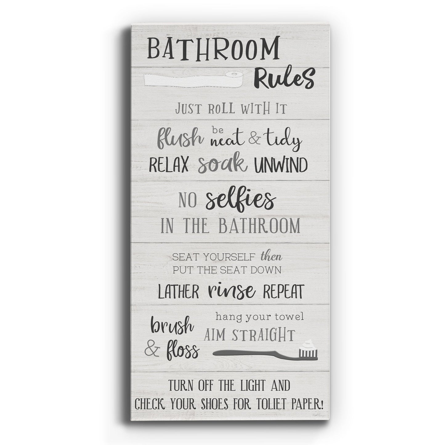 Bathroom Rules - Premium Gallery Wrapped Canvas - Ready to Hang