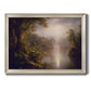 Luminous romantic landscape painting by Frederic Edwin Church printed on canvas in an ornate champagne frame.
