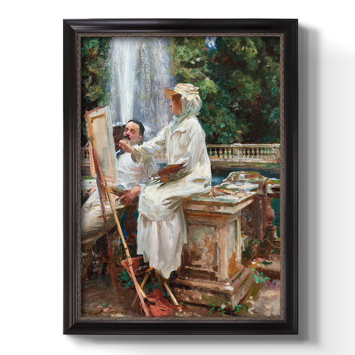The Fountain Villa Torlonia, Frascati, Italy - Ornate Framed Canvas Print