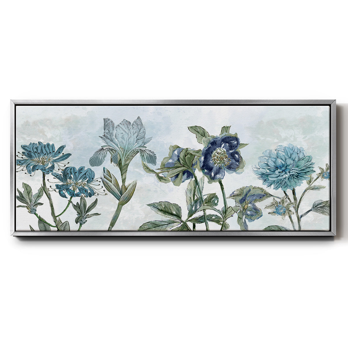 Vintage Shades of Blue - Floater Framed Canvas Print